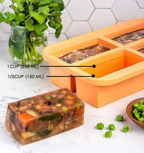 Bac à glaçons en silicone à 9 grilles Bacs à glaçons à 4 cavités Moules pour conteneurs de congélation Plateaux pour aliments frais - Product Image 4