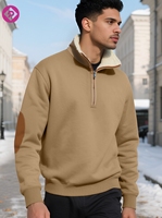 Sweat-shirt de sport décontracté à manches longues pour homme, grande taille, avec logo personnalisé, col mi-zippé et doublure polaire, idéal pour la course et le fitness