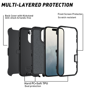 Nouvelles coques Defender Plus avec clip ceinture et béquille, protection intégrale robuste pour <span class=keywords><strong>iPhone</strong></span> 16 15 14 13 12 <span class=keywords><strong>11</strong></span> 8 Pro Max, échantillon gratuit - Product Image 4