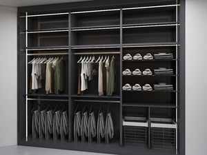 Armario Vestidor Minimalista Contemporáneo de Madera Maciza con Luz Lineal de Cristal Negro, Independiente para Dormitorio o Apartamento, MDF - Product Image 6