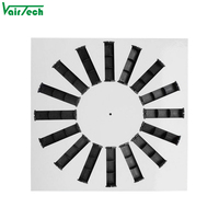 Diffuseur d'air carré pour plafond, en tôle galvanisée HVAC, avec pales réglables pour un flux d'air en spirale