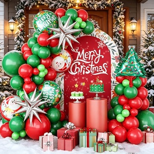 Hot Sale Red Green Christmas <b>Balloon</b> <b>Arch</b> Set Santa Tree Star Printed Indoor Photo Booth Backdrop Ornaments - Product Image 3