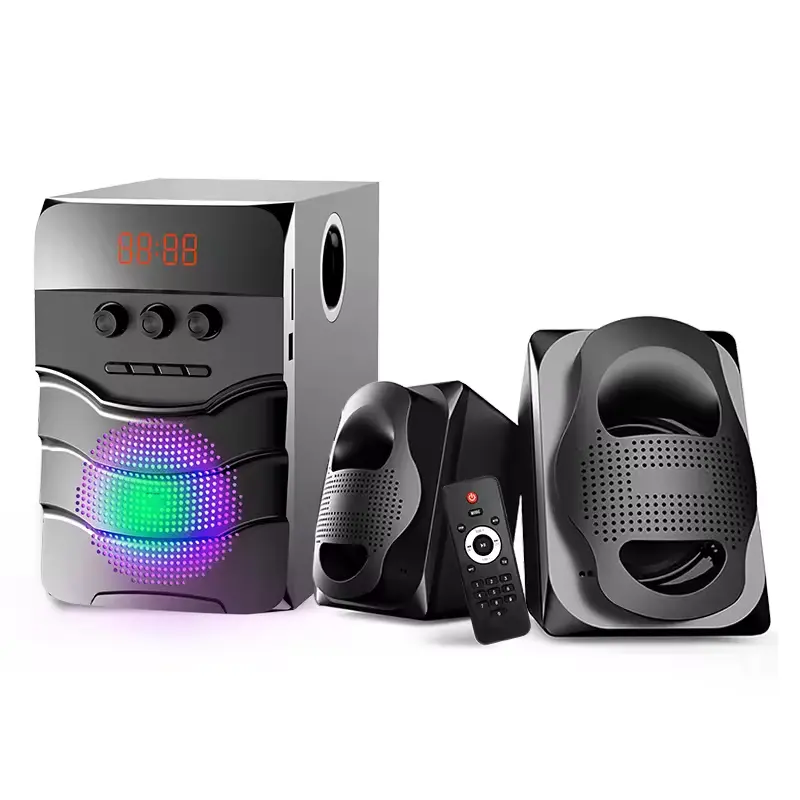 Kotak kayu speaker multimedia 2.1, pengeras suara subwoofer komputer sistem teater rumah super baru