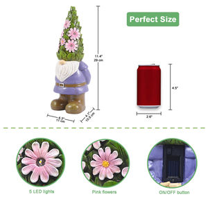 ديكور الفناء في الحديقة الخارجية ، زخرفة تمثال جنوم ، مصابيح شمسية خارجية ليد - Product Image 5