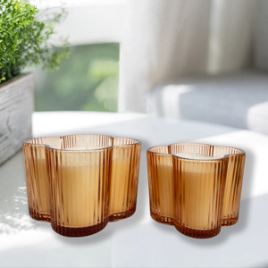 2025 <span class=keywords><strong>mejor</strong></span> precio forma de flor candelabros a rayas linternas tarro de cristal perfumado aromático hogar fragancia velas de Navidad - Product Image 3
