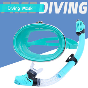 Ensemble masque de plongée et tuba, système de respiration entièrement sec, pour adulte, une seule fenêtre, verre trempé, silicone, équipement de sports nautiques - Product Image 2