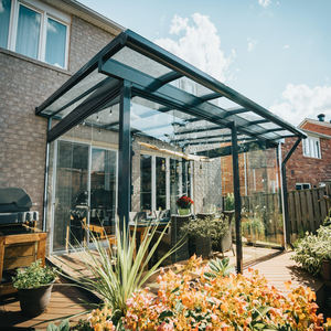 Cadre en aluminium Verre Maison Jardin Patio Véranda Toit plat Verre Salon de soleil Imperméable Toit en verre Aluminium PC Auvent - Product Image 2