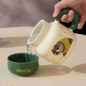 Mug en céramique réutilisable de grande capacité (520 ml) avec couvercle, design animalier de dessin animé, mug à café Judnick pour cadeaux - Product Image 4