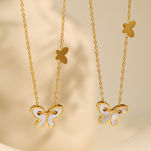 Collier pendentif papillon en alliage de Zinc doré, chaîne de clavicule, bijoux cadeau pour femmes XL368 - Product Image 1