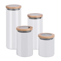 Pot de conservation en verre rond transparent en borosilicate de haute qualité avec couvercle en bois pour la conservation des aliments, disponible en 1800 ml, 1500 ml, 1100 ml et 700 ml