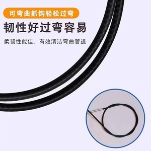 Outil de nettoyage de canalisations, griffe déboucheuse de tuyaux en fil d'acier rouge et noir pour toilettes et égouts - Product Image 3