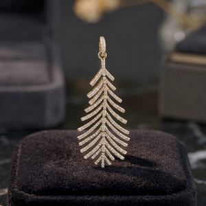 Solid <b>Gold</b> Plated Moissanite Diamond <b>Christmas</b> <b>Tree</b> Pendant Channel Set Round Brilliant Cut Unisex Luxury Charm Jewelry - Product Image 3
