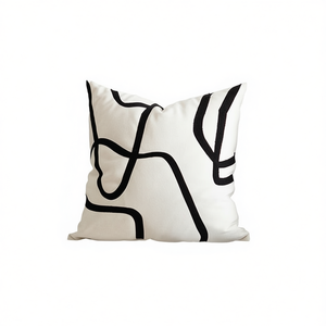 ปลอกหมอนอิงทรงสี่เหลี่ยมทันสมัย ขนาด 18 x 18 นิ้ว สีขาวลายเส้นสีดำ สำหรับตกแต่งบ้าน - Product Image 1