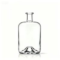 Bouteilles rondes en verre transparent pour spiritueux (vodka, whisky et gin), avec bouchon en liège personnalisé et impression par marquage à chaud disponible