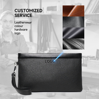 Tas Clutch Kulit Asli Tas Tangan Mewah untuk Pria Anti-maling Kapasitas Besar Dompet Pergelangan Tangan Logo Kustom Produsen OEM
