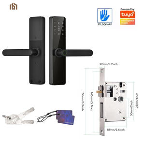 स्मार्ट लॉक लकड़ी घर अपार्टमेंट एल्यूमीनियम मिश्र धातु का निर्माण IP65 वाटरप्रूफ फिंगरप्रिंट पासवर्ड कार्ड कुंजी क्लाउड ट्यूया ऐप ग्रेड बी - Product Image 3