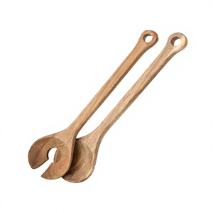 Handcrafted <b>Wooden</b> Kitchen <b>Spoons</b> <b>Set</b> of 2 Natural Reusable Cooking Utensils for Stirring Mixing Serving Home Kitchen - Product Image 4