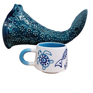 Mug en céramique turque à motifs floraux en relief 3D, personnalisé, fait main, peint à la main, avec cuillère, cadeau de voyage, compatible lave-vaisselle, Istanbul - Product Image 1
