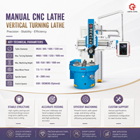 Tour CNC manuel à colonne verticale simple, avec table rotative à quatre mors, rail transversal, tête porte-outils et volant