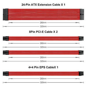 Cable de Extensión de Fuente de Alimentación de 24 Pines 18AWG para Placa Base, Cable de Kit de PSU ATX para GPU de 4+4 Pines - Product Image 2