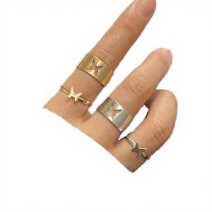 Anelli di fidanzamento vintage classici western in lega, alla moda, minimalisti, con apertura a cuore a forma di aeroplano, per donna - Product Image 3