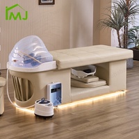 Table de Lavage pour Tête, Lit de Shampoing de Salon de Beauté Professionnel avec LED Intégrée et Massage Spa d'Usine