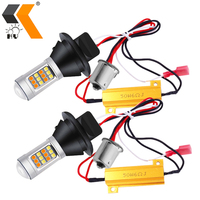 Bombilla LED HOLY T20 42SMD de Doble Color para Señal de Giro, Luz de Reversa LED SMD 2835 de 8w, DRL Blanco + Amarillo, 1156 LED 7440 3156