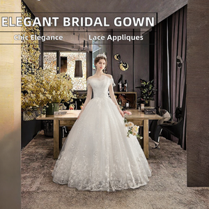 Elegante Vestido de Novia Moderno Estilo Princesa Sin Mangas con Hombros Descubiertos, Apliques de Encaje con Cuentas, Cierre de Corsé, Largo hasta el Suelo, Tallas Grandes, Talle Natural - Product Image 2