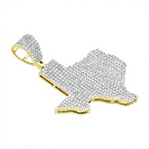 Collar estilo Hip Hop con colgantes y dijes personalizados de mapa de Texas, con incrustaciones de moissanita y diamante, de oro macizo de 10K, para fiesta de graduación - Product Image 1