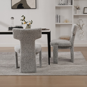 22.05" Wide Solid Rubberwood Legs Modern Chenille Dining Chair <b>Set</b> of 2 with Armless Curved Back for Living Room & Dining - Product Image 5