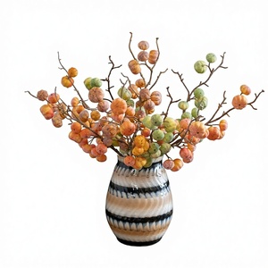 Fiori Artificiali di <span class=keywords><strong>Zucca</strong></span> Brasiliana a Stelo Singolo con 12 Teste, Piante Verdi Stampate a Iniezione, Decorazioni Nuziali all'Ingrosso Stile INS - Product Image 1