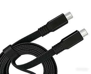 Câble USB-C vers Type-C plat 16K, pleine fonctionnalité, 240W80Gb USB4.2, cordon tressé anti-emmêlement plaqué pour MacBook Thunderbolt 5/<span class=keywords><strong>4</strong></span> <span class=keywords><strong>iPhone</strong></span> - Product Image 1