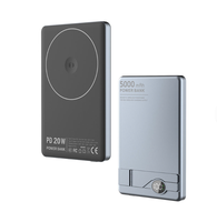 Batterie externe magnétique sans fil à charge rapide 20W 5000mAh/10000mAh, chargeur portable ultra fin en alliage d'aluminium avec écran LED et support