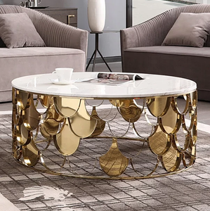 <span class=keywords><strong>Table</strong></span> <span class=keywords><strong>basse</strong></span> design, luxe léger, moderne, à motif <span class=keywords><strong>d</strong></span>'écailles de <span class=keywords><strong>poisson</strong></span>, plateau en verre, <span class=keywords><strong>table</strong></span> <span class=keywords><strong>basse</strong></span> pour salon, acier inoxydable doré, <span class=keywords><strong>table</strong></span> à thé - Product Image 1