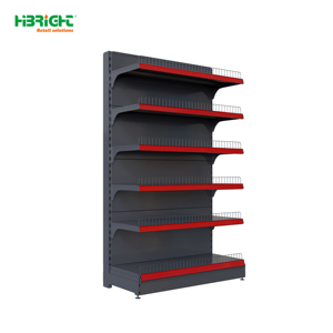 Heavy Duty Gondola Shelving Supermarket Display <b>Rack</b> Black Yellow Retail Store <b>Shelf</b> Double Sided Freestanding - Product Image 5