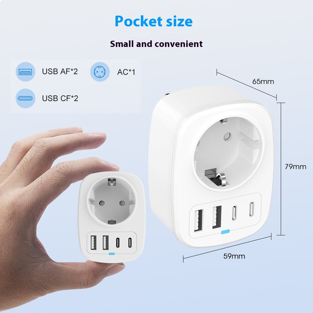 HONPNK GER901US-2A2C18 Plug Adapter Australia Power Plug Adapter US to Plug Adapter Travel Essentials for USA to Europe