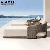 WISEMAX FURNITURE Mobilier d'extérieur moderne, chaise longue en aluminium et rotin PE, résistante à l'eau, pour hôtel, resort, villa