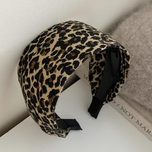 Serre-tête imprimé léopard pour femme en toile et mélange acrylique, style bohème, accessoire de coiffure et de maquillage pour toutes les saisons - Product Image 3