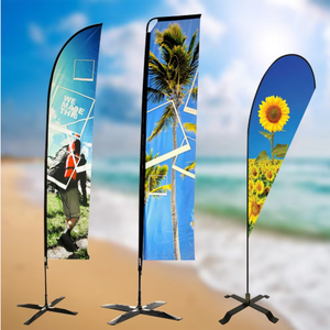 Drapeau de plage résistant au vent avec mât flexible, résistant à la décoloration, impression intégrale, design personnalisé pour les salons professionnels, les hôtels, les activités de plein air et les expositions - Product Image 1