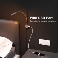 Lampe de chevet rechargeable double USB VST 12V 24V, lampe de lecture à col de cygne, lampe de chambre à LED