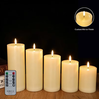 Velas de Pilar Eléctricas LED sin Llama, con Llama Realista en 3D, Funcionan con Pilas, con Control Remoto, para Halloween, Ramadán, Cumpleaños