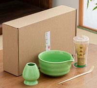Ensemble de thé japonais classique personnalisé, cuillère en bambou, fouet Chasen, support, bol en céramique, kit Matcha pour la cérémonie du thé Matcha