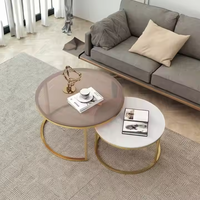 Table basse ronde moderne et luxueuse de couleur marbre Meubles de salon créatifs avec élément décoratif