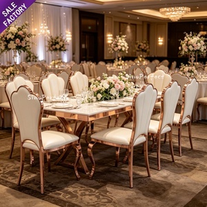 Modern Style Stainless Steel Gold and White <b>Chair</b> Wedding <b>Dining</b> Banquet Steel <b>Chairs</b> Wed Event - Product Image 1