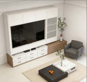 Meuble TV de salon modulaire en bois avec tiroirs et étagères – Vente directe usine à bas prix - Product Image 3