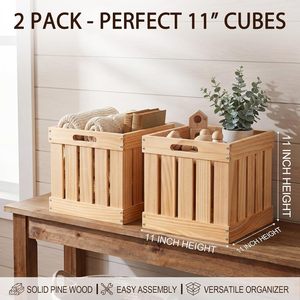 Wooden Storage Box Rectangular Solid Wood Desktop Organizer For Home Storage Books <b>Vegetables</b> Fruit 0L-5L Capacity - Product Image 3