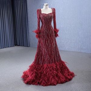 Rsm222177 <b>Top</b> Quality Luxury Womens Evening Dress Long Sleeve Evening Gown Dress Elegant Embroidery Party Dresses - Product Image 4