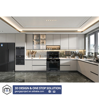Jordan Project Facile à installer Armoires de cuisine modulaires modernes Design Laque Finition Meubles de cuisine sans poignée Dalle Panneau Porte
