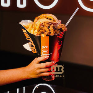 Nuevo Diseño Moderno: Vaso para Snacks 2 en 1 para Papas Fritas y Hamburguesas de Pollo con Soporte Superior para Mano y Divisor para Salsas - Product Image 4