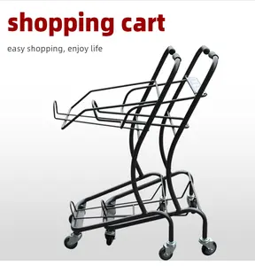 Trolleys RD Double - Deck Convenience Shopping Trolleys In Supermarkets Shopping Cart Unfolding Chrome Plated 3 Inch RUNDA ST-08 50kg 60L